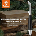 KULUNER 304 Stainless Steel Multi-Function Kitchen Peeler - With Solid Wood Handle, Sharp Durable Blade, Effortlessly Peels Vegetables and Fruits, Essential Kitchen Tool（ Type I）