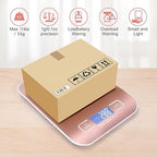 Digital Shipping Scale,Stainless Steel Panel, Accurate 5kg/1g Portable Postal Scale for Packages, Small Business,Kitchen, Food, Handmade, Liquids, and Boutique (Rose Gold)