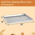 6 Pack Half Size Baking Sheet Pans Perforated, Aluminum Commercial Cookie Sheets Non-Stick, 18"x13"