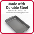 GoodCook 11" x 7" Nonstick Steel Cake Baking Pan, Multipurpose Nonstick Baking Pan for Brownies, Biscuits, and Cake, Gray
