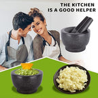 Mortar and Pestle Set,Heavy Duty,Unpolished Granite,6Inch-2Cup Capacity,Grinder for Spices and Seeds,Grinding,Crushing and Mashing Spices,Nuts,for Guacamole,Garlic Sauce,Black..