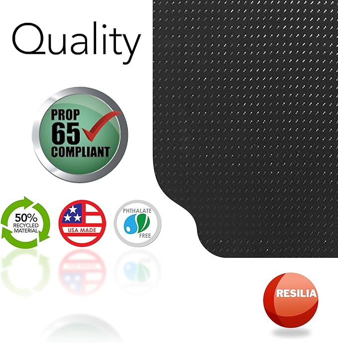 RESILIA Large Under Grill Mat – Heavy Duty, Reusable Outdoor Floor Protector Mats for Deck, Patio, & Garage – 72 Inch x 48 Inch with 12 Inch Splatter Protection Lip, Black Orange Peel, Made in the USA