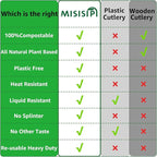 MISISIPI Compostable Forks Spoons Knives Silverware Utensil set Extra Heavyduty Eco-friendly BPI Certified Disposable Plastic free Utensils Cutlery Set Flatware Tableware (Cutlery Set-500)