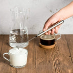 ROMAUNT Handheld Milk Frother Electric Battery Operated Portable Milk Foamer for Coffee Latte 304 Stainless Steel Whisk with Protective Case, Mix Spoon for Traveling or Camping