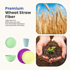 Homienly 40-Piece Kichen Dinnerware Set, Wheat Straw Dinnerware Set, Plates, Bowls, Drinking Cups, Service for 8, Dishwasher & Microwave Safe Dish Set, Unbreakable Plates and Bowls Set - Memphis