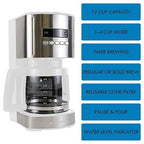 Kenmore Drip Coffee Maker - 12 Cup Programmable Cafe Machine With Glass Pot, Regular & Bold Brew, Auto Shut Off Large Water Reservoir, Reusable Filter, Kitchen Appliances For Cafeteria Barista, White