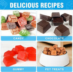 Walfos Mini Square-Terrace Silicone Candy Molds 50 Cavities - Non Stick, Food Grade & Dishwasher Safe, 3 Packs