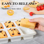 Vinino Silicone Mini Loaf Pans with Metal Reinforced Frame-2 Pack, Non-stick Silicone Bread Pan for Baking 8-Cavity, Tiny Banana Bread Set, Dishwasher Safe Brownie Pan-Gray