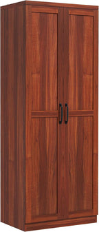 HOMCOM 63" 2-Door Kitchen Pantry, Freestanding Storage Cabinet with 5-Tier Shelving and 2 Adjustable Shelves for Dining Room, Tan
