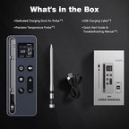 Smart Bluetooth Wireless Meat Thermometer – Wireless Smart Digital Meat Thermometer for Grilling, BBQ, Oven, Smoker, Air Fryer, and Kitchen – Great for Steak, Chicken, Turkey-Black