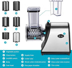 Electric Cheese Grater, 250W Electric Slicer Shredder, One-Touch Control Electric Salad Machine for Cheese, Fruits, Vegetables, Salad Maker with 5 Different Shapes of Blades, 2025 Upgrade