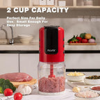 Mini Prep Food Processor 2 Cup Small Electric Food Chopper 2 Speed for Vegetables, Meat, Fruits and Nuts with 4 Stainless Steel Blades, 400-Watt, Red