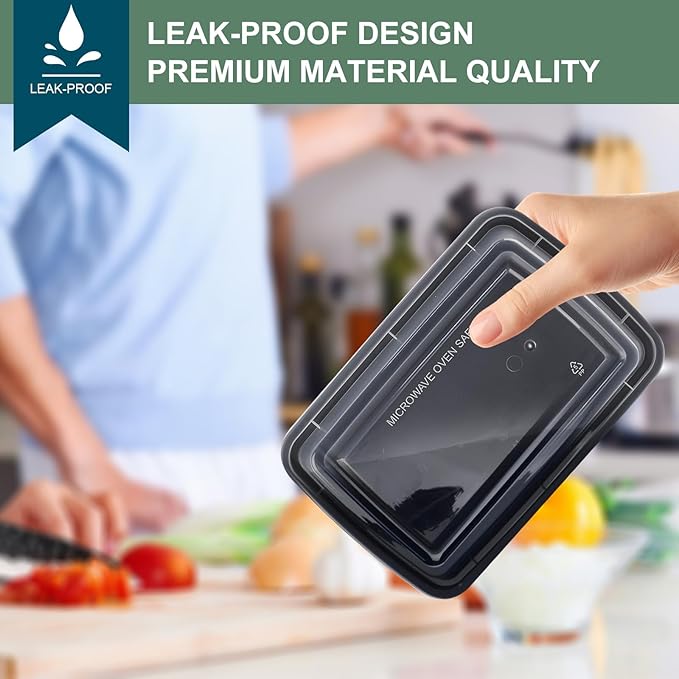 50 Pack Meal Prep Containers 38 oz, Leakproof To Go Food Containers, Disposable & Reusable Food Prep Containers for Takeout, Food Storage Containers BPA-Free, Microwave/Dishwasher/Freezer Safe