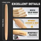 WALFOS French Rolling Pin for Baking, Tapered Design Natural Beech Wood Rolling Pins, Essential Kitchen Dough Roller for Fondant, Pizza, Pie, Cookie and Pastry