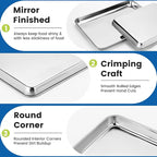 6 Pack Stainless Steel Baking Sheet Pans, 17.3" L × 12.2" W × 1" H Cookie Sheets for Toaster Oven, Rust-Resistant, Dishwasher Safe