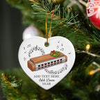 Personalized Harmonica Christmas Ceramic Ornaments, Harmonica Musical Instrument Xmas Tree Ornament 2025, Custom Music Lover Christmas Ornament with Text Name & Year, Gift for Music Teacher