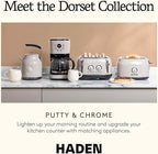 Haden 12-Cup Programmable Coffee Maker for Home or Office, Putty & Chrome – Drip Brewer Machine with Brew Strength, Delay Brewing, Auto Shut-Off and Reusable Washable Water Filter