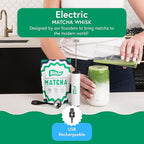 MatchaBar Electric Milk Frother Hand Blender - Stainless Steel Electric Matcha Whisk, Handheld Drink Mixer for Coffee, Greens & Protein - Easy to Clean USB Rechargeable High-Speed Immersion Blender
