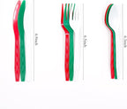 360-Piece Christmas Plastic Tableware Set, Disposable Heavy Tableware Set, Including 120 Red, Green and White Knives and Spoons, Christmas Party Supplies