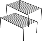 Kitchen Cabinet Organizer Shelf Rack Set of 2, Medium (13 x 9.4 inch) Metal Freezer Organizer Wire Shelves, Plate Dish Storage Rack for Cabinets, Counter, Cupboard, Pantry Organization, Black