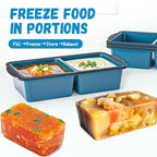 Silicone Freezer Tray With Lid, 4 Large 2 Cup Soup Freezer Molds, Soup Freezer Container for Meal Prepping, Large Ice Cube Tray， Perfect for Storing Leftovers, Sauces, Lasagna, 2-Pack