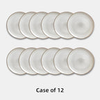 Organic Shape Restaurant Dinner Plates 10.5 ", Commerical Grade Catering Stoneware Plates in Ir-regular Organic Shape, Chip & Scratch Resistant, Glossy Reactive Glaze Grey, Case of 12