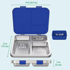Bentgo Kids Stainless Steel Prints Leak-Resistant Lunch Box - 3-Compartments with Bonus Silicone Container, Durable, Eco-Friendly, Dishwasher Safe, BPA-Free, Ideal for School, Ages 3+ (Shark)