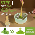 Matcha Whisk Set, 5pcs Japanese Ceremony Matcha Tea Kit Includes Ceramic Matcha Bowl with Spout, Bamboo Whisk & Holder, Traditional Scoop, Stainless Sifter, Gift for Matcha Lovers Beginner