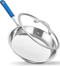 LOLIKITCH 10 In Stainless Steel Skillet - Professional Induction Fry Pan, Oven Safe 600°F, Tri-Ply Stainless Steel Clad, Dishwasher Safe, Detachable Handle, PFOA Free, Commercial Restaurant Grade