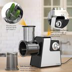 Electric Cheese Grater, 5 in 1 Salad Maker with Stainless Steel Blades, 250W Electric Food Slicer & Shredder, Electric Salad Machine for Cheeses, Fruits, Potatoes, Carrots