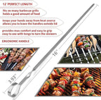 18PCS Kabob Skewers Flat Metal BBQ Barbecue Skewer 16" Long Stainless Steel Shish Kebob Sticks Wide Reusable Grilling Skewers Set for Meat Shrimp Chicken Vegetable, 18 Pack