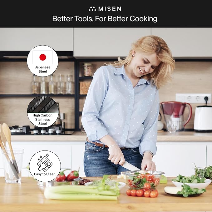 Misen 6.8" Chef Knife – High Carbon Japanese AUS-10 Stainless Steel – Hybrid German & Japanese Blade – Precision Kitchen Knife for Professionals & Home Cooks – Ultimate Cutting Performance - Black