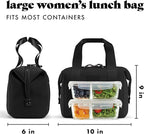Fit & Fresh Remi Neoprene Lunch Bag For Women - Meal Prep Kit with Containers & XL Ice Pack, Self Insulating Neoprene-like Material, Machine Washable Lunch Bag, Tear-Resistant, Stain-Resistant, Black