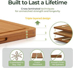 Bamboo Cutting Board, Durable Wood Cutting Boards for Kitchen with Deep Juice Grooves & Built-in Handles, Ideal Charcuterie & Chopping for Meat, Vegetables and Fruits Ideal Kitchen Gifts