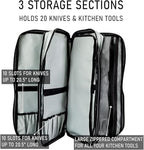 EVERPRIDE Chef Knife Bag Holds 20 Knives PLUS Large Zippered Compartment for Kitchen Tools – Durable, Large Knife Bag for Chefs – Knives Not Included