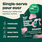 Copper Cow Coffee Premium Pour Over Single-Serve Vietnamese Coffee Pouches (8 pack) | Classic Black | Dark Roast | Convenient Vietnamese Ground Coffee Packets, Travel Friendly