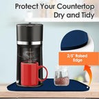 Silicone Coffee Maker Mat with Lip, 17.4'' x 10.6'' Heavy Duty Coffee Maker Mat for Countertops, Coffee Tray Fit Under Coffee Machine Appliance Automatic Machines Espresso Accessory, Navy Blue