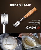 MOSFiATA Bread Knife 8” Ultra Sharp Serrated Knife, German High Carbon Stainless Steel EN1.4116 Bread Slicer with Bread Lame, Micarta Handle, For Bread, Cake, Bagels