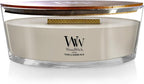 WoodWick Tonka & Almond Milk Gifts for Women and Men, 16 oz Ellipse Candle with Crackling Wick