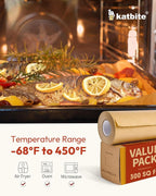 2 Value Pack 15in x 242ft, 300 Sq.Ft Unbleached Parchment Paper Roll for Baking, Katbite Parchment Baking Paper with Serrated Cutter, Non-stick Roll for Cooking, Air Fryer, Steaming, Bread