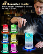 Electric Whiskey Smoker Kit - with 6 Flavors Wood, No Butane Needed Electric Cocktail Smoker Kit, Drink Smoker Kit Gifts for Men/Dad/Husband - with Ice Ball molds and LED Illuminated Coasters
