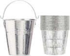 Drip Grease Bucket & 15-Pack Liners for Traeger 20/22/34, Pit Boss, etc Pellets Smoke (Silver 15)