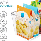 Vtopmart Clear Plastic Storage Bins, 6 PCS Pantry Organizer Bins with Handle for Refrigerator, Fridge, Cabinet, Kitchen, Countertops, Cupboard, Freezer Organization,Medium