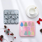 Christmas Silicone Chocolate Molds, 2Pcs Baking Molds Santa Claus Snowman Gingerbread Man Tree Walking Stick Elk 6 Shapes for Jelly Candy Ice Cube Fudge Resin