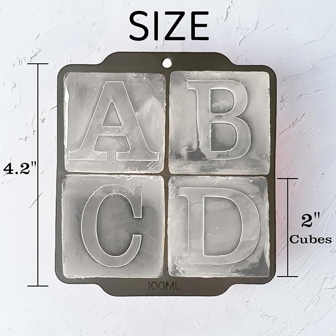 Letter D Monogram Ice Cube Mold Custom Ice Cube Mold 2 Inch Big Initials Silicone Ice Cube Tray Gifts for DAD Gifts for Him