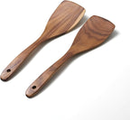 2 Pcs Wooden Spatula for Cooking Flat Wooden Spatula Set 12.5 inch Teak Spatula Set Flat Spatula for Non Stick Frying Pan Wood Cooking Utensils Set Wood Kitchen Utensils Set for Cooking