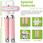Spring Chef Stainless Steel Can Opener - Manual with Soft Grip Handles, Easy Turn, Heavy Duty Hand Can Openers for Seniors with Smooth Edge - Magnetic Lid Remover - Pink Lemonade