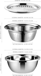 Cabilock Graters for Kitchen Handheld Stainless Steel Drain Basket Vegetable Cutter 3 In 1 Kitchen Multipurpose Grater Salad Bowl For Home (Silver) Colanders & Food Strainers