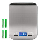Digital Kitchen Food Scale 11 lb Grams and Ounces Small Stainless Steel Backlit Silver Batteries Included
