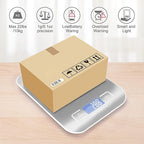 Digital Shipping Scale,Stainless Steel Panel, Accurate 10kg/1g Portable Postal Scale for Packages, Small Business,Kitchen, Food, Handmade, Liquids, and Boutique (Silver)